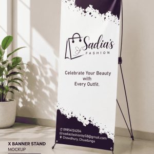 X Banner Print with X Stand for promotional display, advertising, and exhibition use.