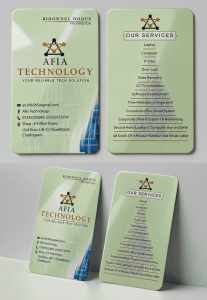 Small Spot UV Round Cutting Both Sides business card with glossy UV logo and rounded corners for a premium professional look.